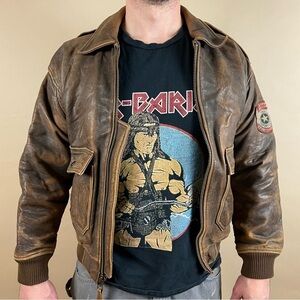 Vintage Top Gun Military Pilot Flight Australian Lamb Leather Jacket Medium